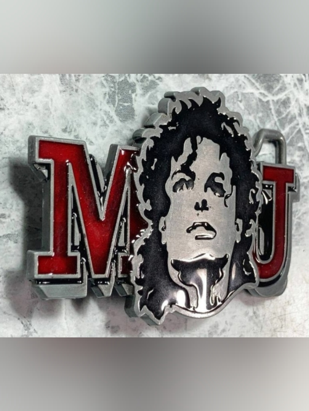 New Michael Jackson MJ king Of Pop Silver And Red Belt Buckle